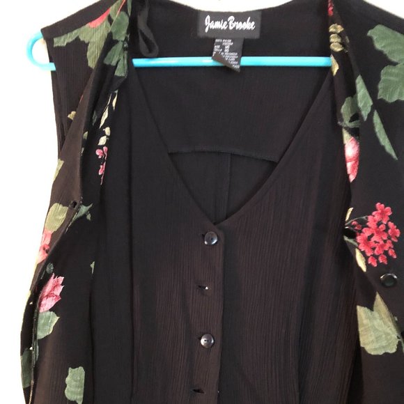 Jamie Brooke black and floral jumpsuit Size 16 - Picture 6 of 11